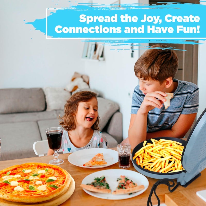 COURANT Pizza Maker 12 inch Pizzas Machine, Newly improved Cool-touch Handle Non-Stick plates Pizza oven & CalzoneMaker, Electric Countertop Oven for Home or School, 12” Indoor Grill/Griddle, Teal - Image 4